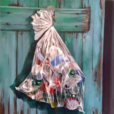 Plus c'est transparent, plus on voit la poubelle. Acrylique sur toile (70x70) Plus c'est transparent, plus on voit la poubelle. Acrylique sur toile (70x70)
