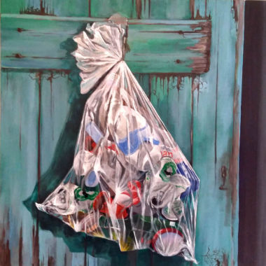 Plus c'est transparent, plus on voit la poubelle. Acrylique sur toile (70x70) Plus c'est transparent, plus on voit la poubelle. Acrylique sur toile (70x70)