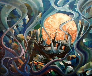 Huile et feuille d'argent sur toile (65x54) Huile et feuille d'argent sur toile (65x54)