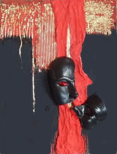 Technique mixte sur panneau bois (61x46) COMEDIA DEL ARTE