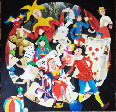 Acrylique sur toile (80x80) JOUER LE JEU