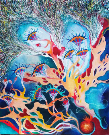 Acrylique (100x80) FLEUR DE MÉNINGES